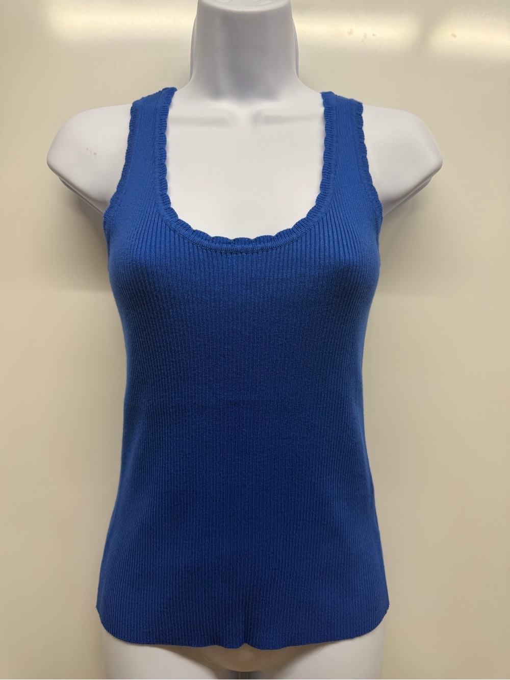 Blue Knit Scoop Neck Tank Top - Women's Casual Layering